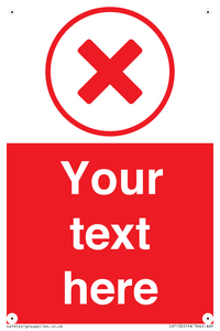 Custom red background, red cross in circle sign